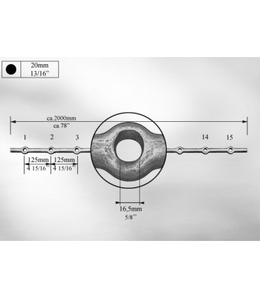 Traverses à trous renflés entraxe 125 mm