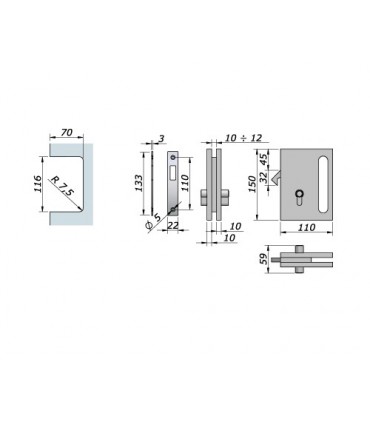 Poignée serrure à crochet fiche technique et encoche