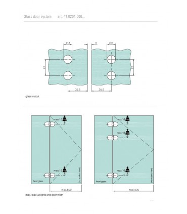 Charnière pour porte en verre fixation verre sur verre