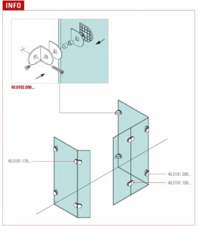 Fixation mur / verre 90° Fixation mur / verre 90°
