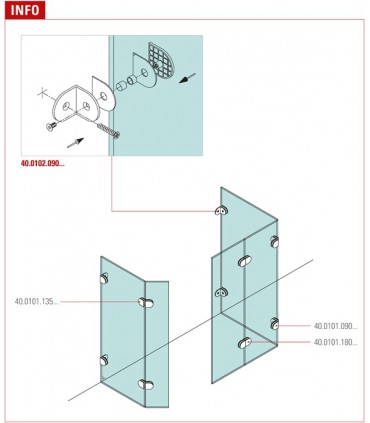 Fixation mur / verre 90°