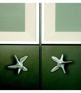 Poignée bouton métal argenté etoile 2 Poignée bouton métal argenté etoile 2