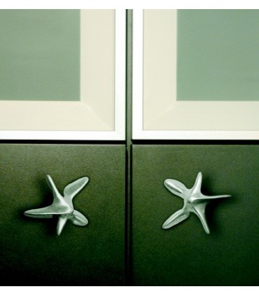 Poignée bouton métal argenté etoile 2