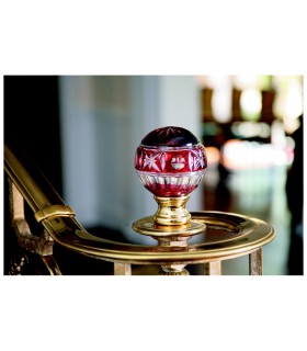 Boule de rampe d'escalier en Cristal  double rouge ciselé main Boule de rampe d'escalier en Cristal  double rouge ciselé main