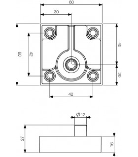 Pied de meuble hauteur 16 mm avec vérin oscillant