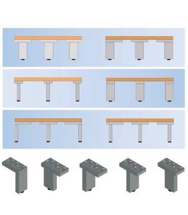 Pied de meuble Magique deux départs avec vérin