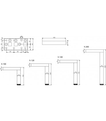 Pied de meuble Magique deux départs avec vérin