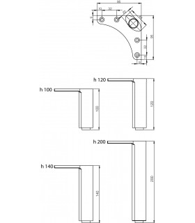 Pied de meuble elliptique avec vérin