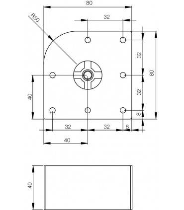 Pied de meuble hauteur 40 mm avec vérin oscillant