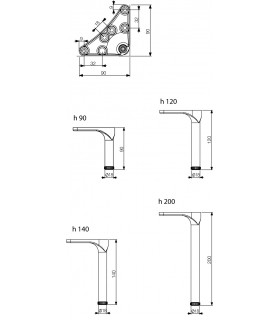 Pied de meuble rond avec vérin