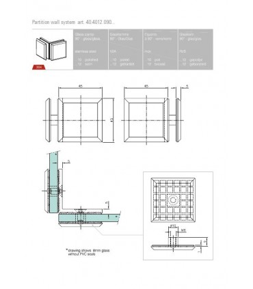 Fixation verre / verre 90° technique