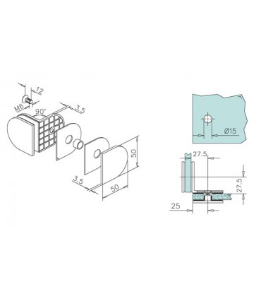 Fixation verre / verre à 90° technique et encoche