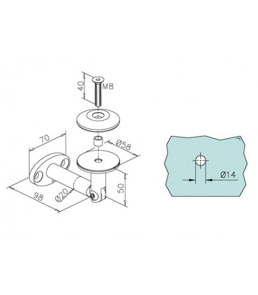 Support mur à verre pour auvent