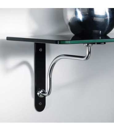 Support pour étagère en bois Palladio PM noir et chromé