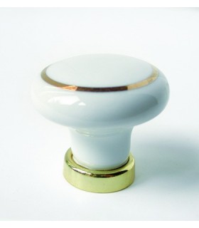 Poignée bouton porcelaine anneau or Poignée bouton porcelaine anneau or