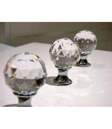 Poignée bouton boule crystal chromé brillant