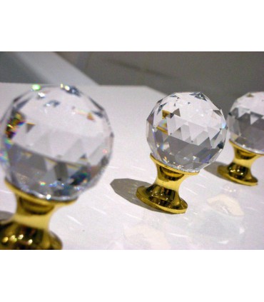 Poignée bouton boule crystal poli brillant