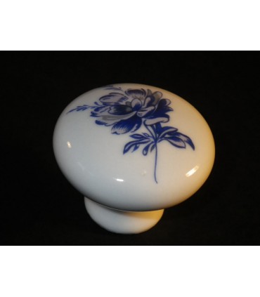 Poignée bouton porcelaine décor bleu
