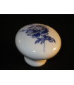 Poignée bouton en porcelaine blanche avec décor bleu