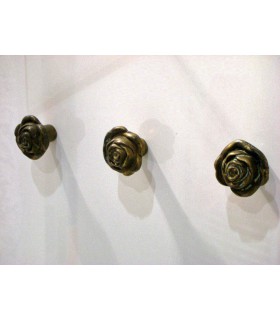 Poignée bouton fixe rose bronze antique