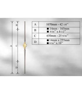 Balustre avec élément décoratif en Laiton massif centrale Balustre avec élément décoratif en Laiton massif centrale