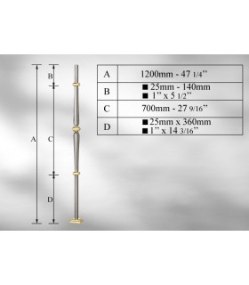 Poteau avec élément décoratif en Laiton massif centrale