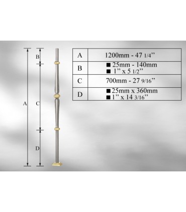 Poteau avec élément décoratif en Laiton massif centrale