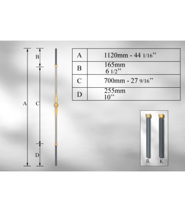 Balustre avec élément décoratif en Laiton-boule centrale (R)