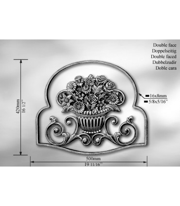 Elément décoratif double face "corbeille de fleurs"