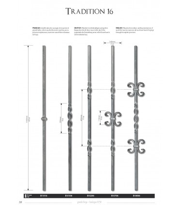 Balustre avec élément décoratif-double manchon et torsade