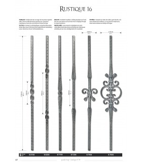 Balustre avec élément décoratif double feuille et volute Balustre avec élément décoratif double feuille et volute