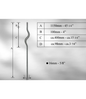 Balustre en fer rond Ø 16 mm Balustre en fer rond Ø 16 mm