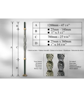 Poteau sur embase carrée avec élément décoratif double centrale Poteau sur embase carrée avec élément décoratif double centrale