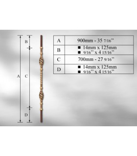 Balustre avec élément décoratif double torsade