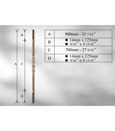 Balustre avec élément décoratif simple torsade centrale