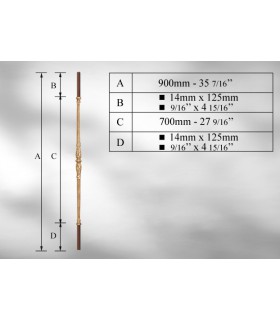 Balustre avec élément décoratif double manchon centrale
