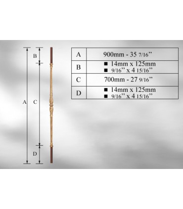 Balustre avec élément décoratif double manchon centrale
