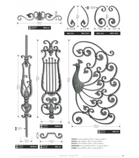 Balustre avec élément décoratif simple feuille d'acanthe Balustre avec élément décoratif simple feuille d'acanthe