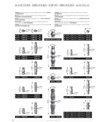 Manchon décoratif en acier tournés hauteur 45 mm