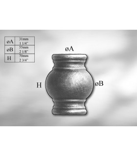 Manchon décoratif en acier tournés hauteur 70 mm Manchon décoratif en acier tournés hauteur 70 mm