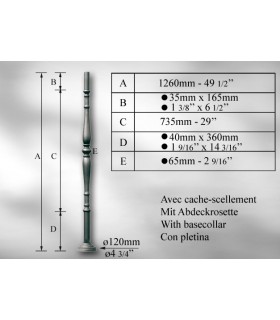 Balustre en fer rond avec élément décoratif M16 Balustre en fer rond avec élément décoratif M16