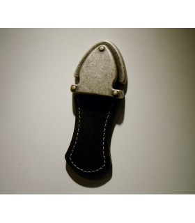 Poignée de meuble tirette en cuir noir