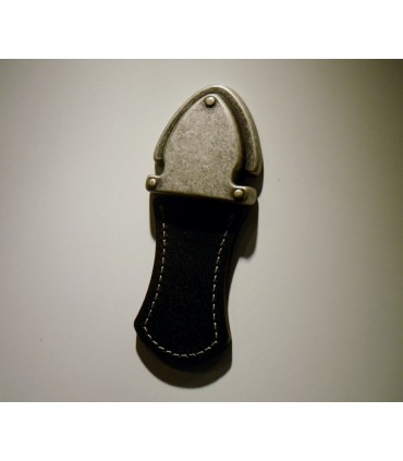 Poignée de meuble tirette en cuir noir