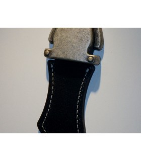 Poignée de meuble tirette en cuir noir