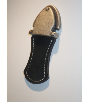 Poignée de meuble tirette en cuir noir