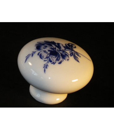 Poignée bouton porcelaine décor bleu