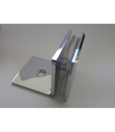 Fixation sur équerre verre sur mur à 90° poli brillant