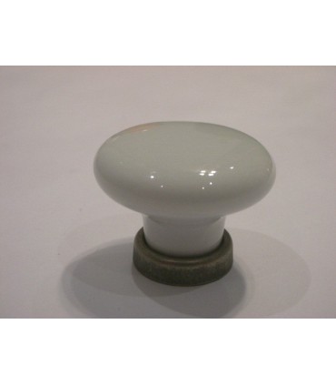 bouton PORCELAINE BLANCHE ET ETAIN RUSTIQUe