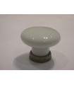 Bouton rond en porcelaine blanche sur base étain rustique