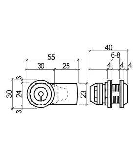 Serrure batteuse flasque ronde pour porte de vitrine en verre